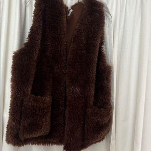 Aerie Brown Faux Fur Vest